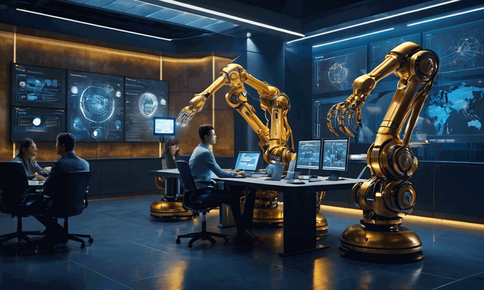 AI-Powered Business Automation in a modern workspace