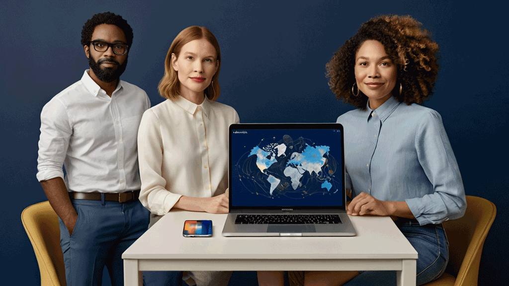 5 Ways AI is Replacing Designers: What to Do About It 5 People utilizing AI design tools across devices, demonstrating AI-Powered Business Automation.